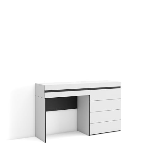 Skraut Home | Schminktisch | Frisiertisch mit Stauraum | 127x75x35 cm | mit Schublade | Kommode mit Schubladen | Moderner Stil | Weiß von Skraut Home