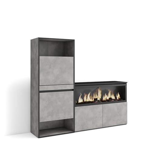 Skraut Home | Schuhregal, Schuhschrank | Schuhaufbewahrung | 167x145x35 cm | Für Schlafzimmer, Zimmer | Elektrokamin XXL | Moderner Stil | Zement von Skraut Home