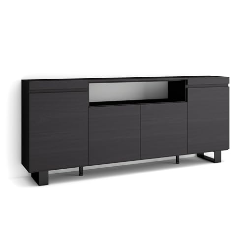 Skraut Home | Sideboard, Highboard | Kommode, Komodenschrank | 200x87x35cm | 4 Türen | Industriedesign | Moderner Stil | Schwarz von Skraut Home