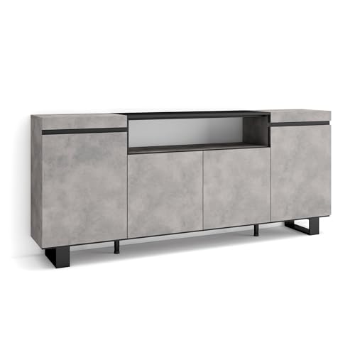 Skraut Home | Sideboard, Highboard | Kommode, Komodenschrank | 200x87x35cm | 4 Türen | Industriedesign | Moderner Stil | Zement von Skraut Home