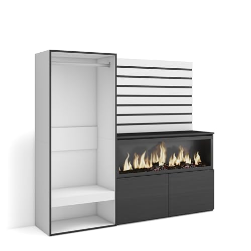 Skraut Home | Sideboard, Kommode | Aufbewahrungsschrank | 167x145x35 cm | Für Schlafzimmer, Zimmer | Elektrokamin XXL | Offener Kleiderschrank | Moderner Stil | Weiß Skraut Home | Sideboard, Kommode | Aufbewahrungsschrank | 167x145x35 cm | Für Schlafzimmer, Zimmer | Elektrokamin XXL | Offener Kleiderschrank | Moderner Stil | Weiß von Skraut Home