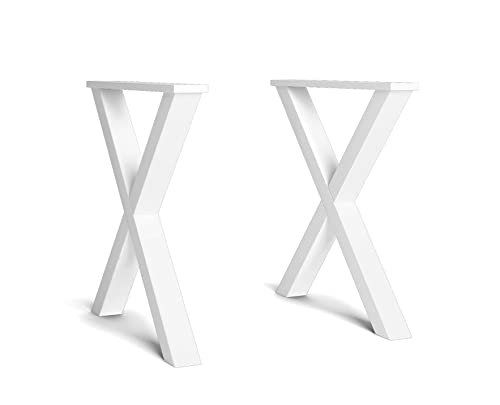 Skraut Home - Ständer – Füße – Steg – in X-Form – Tischbeine aus Massivholz – Wohnzimmer – Esszimmer – Büro – weiß lackiert – 72 x 72 cm von Skraut Home