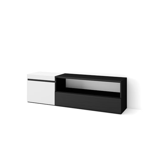 Skraut Home | TV-Schrank, Lowboard | für Wohnzimmer und Esszimmer | 150x45x35cm | Für TV-Geräte bis zu 65" | Fernsehtisch | Moderner Stil | Weiß und Schwarz Skraut Home | TV-Schrank, Lowboard | für Wohnzimmer und Esszimmer | 150x45x35cm | Für TV-Geräte bis zu 65" | Fernsehtisch | Moderner Stil | Weiß und Schwarz von Skraut Home