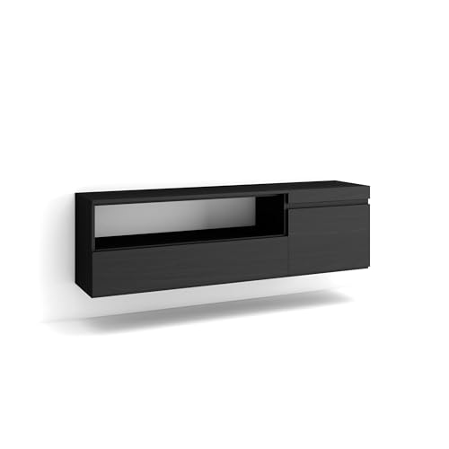 Skraut Home | TV-Schrank, Lowboard | für Wohnzimmer und Esszimmer | 150x45x35cm | Für TV-Geräte bis zu 65" | Hängend | Moderner Stil | Schwarz Skraut Home | TV-Schrank, Lowboard | für Wohnzimmer und Esszimmer | 150x45x35cm | Für TV-Geräte bis zu 65" | Hängend | Moderner Stil | Schwarz von Skraut Home
