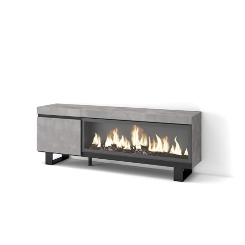 Skraut Home | TV-Schrank, Lowboard | für Wohnzimmer und Esszimmer | 160 | Für TV-Geräte bis zu 65" | Elektrokamin XXL | Industriedesign | Moderner Stil | Zement Skraut Home | TV-Schrank, Lowboard | für Wohnzimmer und Esszimmer | 160 | Für TV-Geräte bis zu 65" | Elektrokamin XXL | Industriedesign | Moderner Stil | Zement von Skraut Home