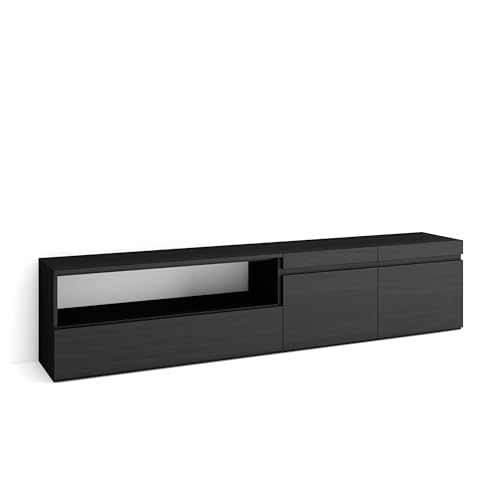 Skraut Home | TV-Schrank, Lowboard | für Wohnzimmer und Esszimmer | 200x45x35cm | Für TV-Geräte bis zu 80" | Fernsehtisch | Moderner Stil | Schwarz Skraut Home | TV-Schrank, Lowboard | für Wohnzimmer und Esszimmer | 200x45x35cm | Für TV-Geräte bis zu 80" | Fernsehtisch | Moderner Stil | Schwarz von Skraut Home
