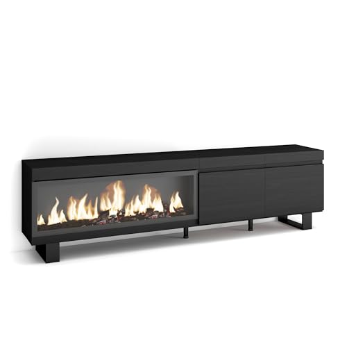 Skraut Home | TV-Schrank, Lowboard | für Wohnzimmer und Esszimmer | 210 | Für TV-Geräte bis zu 80" | Elektrokamin XXL | Industriedesign | Moderner Stil | Schwarz Skraut Home | TV-Schrank, Lowboard | für Wohnzimmer und Esszimmer | 210 | Für TV-Geräte bis zu 80" | Elektrokamin XXL | Industriedesign | Moderner Stil | Schwarz von Skraut Home