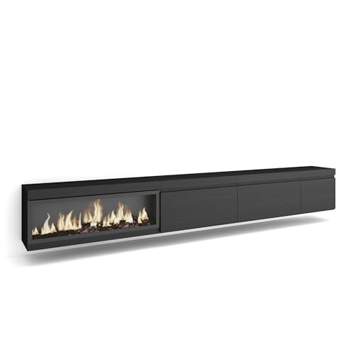 Skraut Home | TV-Schrank, Lowboard | für Wohnzimmer und Esszimmer | 317x45x35 cm | Elektrokamin XXL | Hängend | Moderner Stil | Schwarz Skraut Home | TV-Schrank, Lowboard | für Wohnzimmer und Esszimmer | 317x45x35 cm | Elektrokamin XXL | Hängend | Moderner Stil | Schwarz von Skraut Home