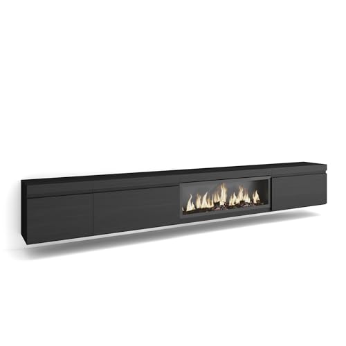 Skraut Home | TV-Schrank, Lowboard | für Wohnzimmer und Esszimmer | 317x45x35 cm | Elektrokamin XXL | Hängend | Moderner Stil | Schwarz Skraut Home | TV-Schrank, Lowboard | für Wohnzimmer und Esszimmer | 317x45x35 cm | Elektrokamin XXL | Hängend | Moderner Stil | Schwarz von Skraut Home