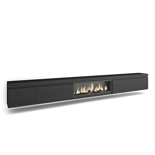 Skraut Home | TV-Schrank, Lowboard | für Wohnzimmer und Esszimmer | 368x45x35 | Elektrokamin XXL | Hängend | Moderner Stil | Schwarz Skraut Home | TV-Schrank, Lowboard | für Wohnzimmer und Esszimmer | 368x45x35 | Elektrokamin XXL | Hängend | Moderner Stil | Schwarz von Skraut Home