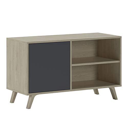 Skraut Home – TV-Schrank für Wohnzimmer – 57 x 95 x 40 cm – geeignet für 32/40 Zoll Fernseher – Modell Wind 100 – Puccini – graue Flügeltür von Skraut Home