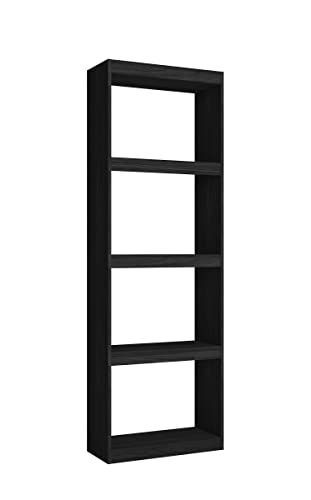 Skraut Home Totem Bücherregal mit 5 Ebenen | 181 x 60 x 25 cm | Regal aus Melamin | Aufbewahrungsschrank | moderner Stil | für Wohnzimmer | Esszimmer | Büro | Farbe Schwarz von Skraut Home