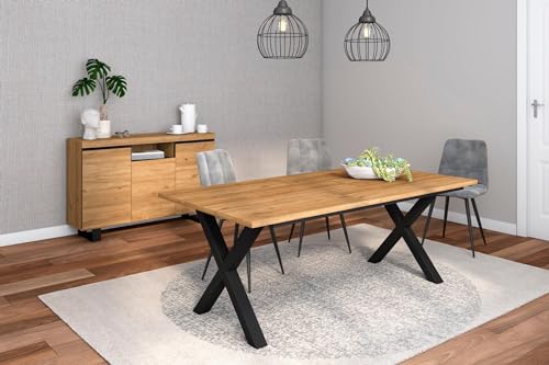 Skraut Home - Wohnzimmermöbel-Set | Tisch 200 X-Beine 10 Personen | Sideboard/Buffetschrank 140 Tall | Eiche und Schwarz | Industrieller Still Skraut Home - Wohnzimmermöbel-Set | Tisch 200 X-Beine 10 Personen | Sideboard/Buffetschrank 140 Tall | Eiche und Schwarz | Industrieller Still von Skraut Home