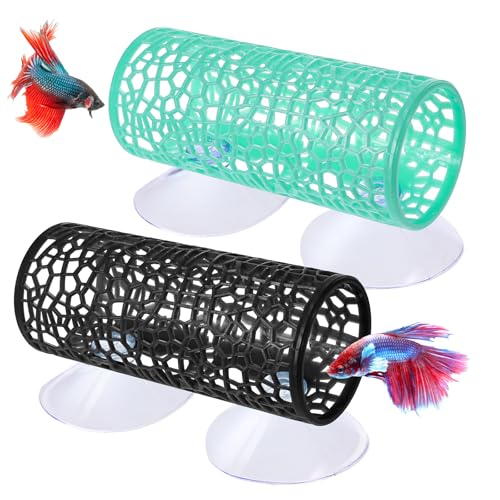 2 Stück Hohler Betta-Tunnel Aquarium Tunnel Höhle Mit Saugnapf, Betta Fisch Tunnel Kampffisch Aquarium Dekoration Sicherer Versteck Für Kleine Fische Generisch Schwebende Höhle Für Aquariums Fische von Skrfren