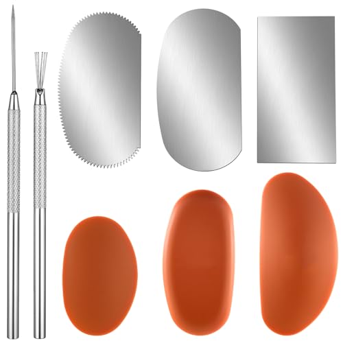 8 Stück Keramik Ton Rippen Set, 3 Größen Gummi-Töpfer-Rippen + 3 Skulptur Töpferform Schaber Cutter + 1 Ton-Keramiknadel+1 Federdraht-Textur-Detail-Werkzeuge Handwerk Für Modellbau Schnitzarbeiten 8 Stück Keramik Ton Rippen Set, 3 Größen Gummi-Töpfer-Rippen + 3 Skulptur Töpferform Schaber Cutter + 1 Ton-Keramiknadel+1 Federdraht-Textur-Detail-Werkzeuge Handwerk Für Modellbau Schnitzarbeiten von Skrfren