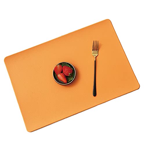 Skrsila Tischsets PU-Leder 4er Set Platzsets Doppelseitig rutschfest Abwaschbar Platzdeckchen Tischset 45x30cm Orange von Skrsila