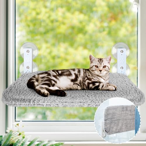 Fenster Katzenhängematte, Katzen Fensterplätze,Katzen Zubehör,Katzenbett für Katzen stabile Katzenliege Fenster Platz Katzen Hängematte Fenster (2 Stück Ersatzpads) von Skrtuan