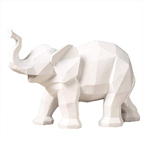 Skulptur White Elephant Tier Möbel Dekoration Nordic Kreativität Konferenzraum Startseite Einfaches geometrisches Origami-Kunstharz ZHJING (Color : White) von Skulptur