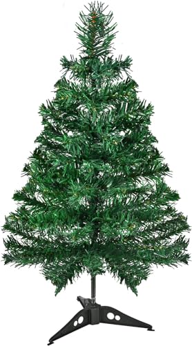Kleiner Weihnachtsbaum, 60 cm künstlicher Schreibtisch-Weihnachtsbaum mit 60 Spitzen, kleiner Weihnachtsbaum mit Ständer, leicht und einfach zu montieren, Tisch-Weihnachtsbaum für Weihnachtsdekoration von Skupro