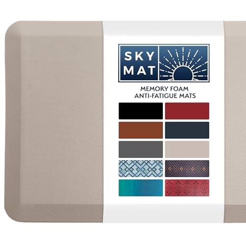 Sky Solutions Anti-Ermüdungsmatte – gepolsterte Komfort-Bodenmatten für Küche, Büro und Garage Unterlage rutschfestes Schaumstoffkissen Stehpult (50,8 x 81,3 1,9 cm, Naturbeige) von Sky Solutions