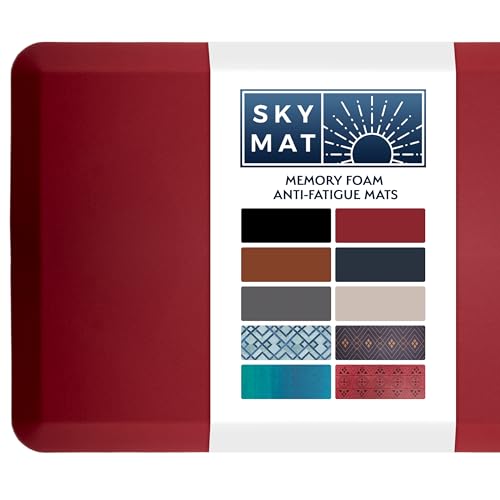 Sky Solutions Anti-Ermüdungsmatte – gepolsterte Komfort-Bodenmatten für Küche, Büro und Garage Unterlage rutschfestes Schaumstoffkissen Stehpult (50,8 x 99,9 1,9 cm, Burgunderrot) von Sky Solutions