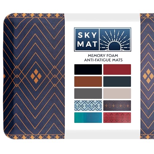 Sky Solutions Anti-Ermüdungsmatte – gepolsterte Komfort-Bodenmatten für Küche, Büro und Garage Unterlage rutschfestes Schaumstoffkissen Stehpult (50,8 x 99,9 1,9 cm, Indigo Deco) von Sky Solutions