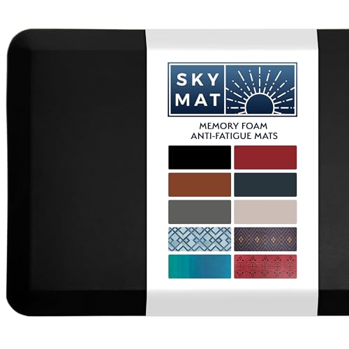 Sky Solutions Küchenmatte, gepolstert, rutschfest, saugfähig, Anti-Ermüdungs-Stehmatte für Küche, Boden, Stehpult, Büro und Garage (50,8 x 81,3 x 1,9 cm, Schwarz) von Sky Solutions