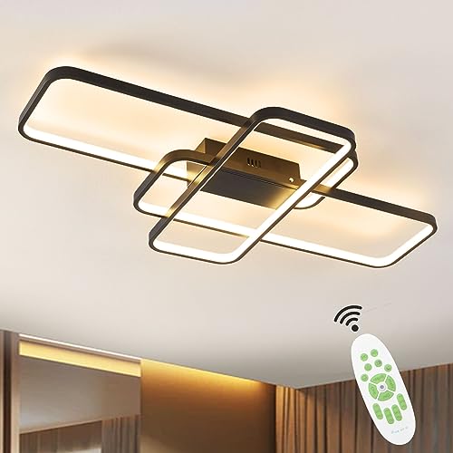 Sky angle LED Deckenleuchte Dimmbar Mit Fernbedienung, Modern Schwarz Deckenlampe Wohnzimmerlampe Schlafzimmerlampe,3000K-6000K Warm Weiß Deckenlampe Für Schlafzimmer Wohnzimmer 90CM von Sky angle