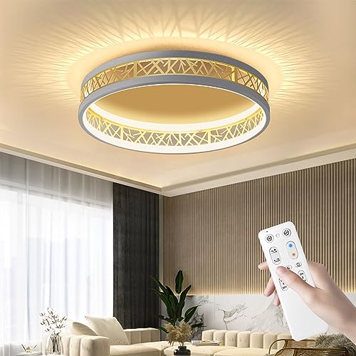 Sky angle Deckenlampe Mit Fernbedienung,LED Deckenleuchte Dimmbar 3200LM 38W,Modern Wohnzimmerlampe 3000-6000K,Deckenlampe Led für Wohnzimmer Schlafzimmer Küche Balkon,Grau von Sky angle