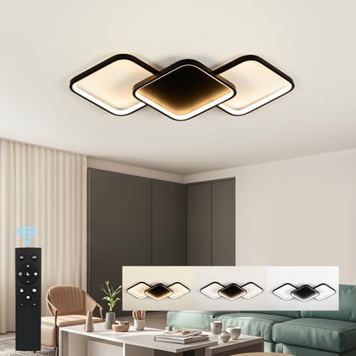 Sky angle Deckenleuchte mit Fernbedienung, Dimmable Led Deckenleuchte Flach 38 W 4560 LM Quadrat LED-Lampe für Wohnzimmer, Schlafzimmer, Bad, Küche (Schwarz, Dimmbar) von Sky angle