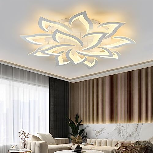 Sky angle LED Deckenleuchte Dimmbar,Wohnzimmerlampe mit Fernbedienung,Schlafzimmer Deckenlampe Moderne Deckenbeleuchtung Deckenbeleuchtung,Dimming 14 Heads/Ø100cm/130W von Sky angle