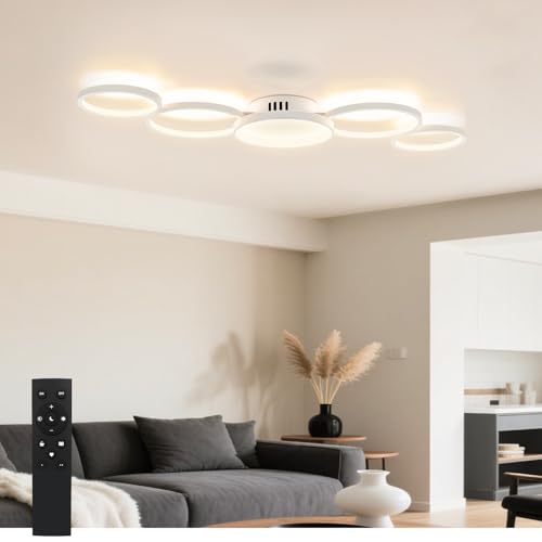 Sky angle LED Deckenleuchte Modern Wohnzimmerlampe Dimmbar mit Fernbedienung, Weiß Runde 100cm 50W 3000K-6500K Deckenlampe Schlafzimmer Küche (Weiß, Dimmbar) von Sky angle