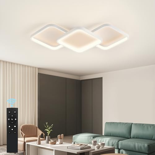Sky angle LED Deckenleuchte mit Fernbedienung, Dimmable Deckenlampe 65cm 3000K-6000K, 40W 4800LM Flush Mount für Schlafzimmer, Küche, Wohnzimmer, Arbeitszimmer, Badezimmer von Sky angle