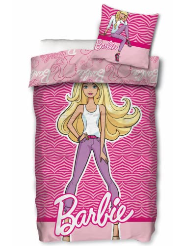 Barbie Bettwäsche Mädchen Pink 140x200cm 70x90 Kissenbezug | Wende-Bettwäsche Kinder Baumwolle | Öko-Tex Standard 100 Deutsche Standardgröße von SkyBrands