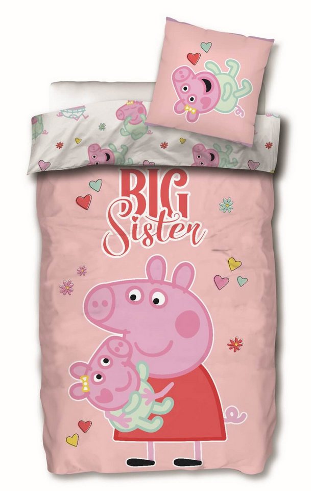SkyBrands Bettwäsche Peppa Pig Wutz & Baby - Bettwäsche-Set mit Wendemotiv, 135x200 & 80x80, Baumwolle, 100% Baumwolle von SkyBrands