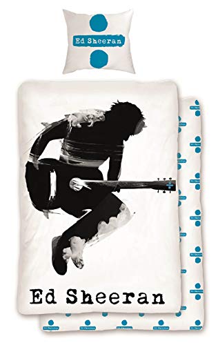 SkyBrands Ed Sheeran Bettwäsche 135x200 80x80 Kissen-Bezug 100% Baumwolle Wende-Bettwäsche Set Teenager | Bettbezug Öko-Tex Standard Deutsche Größe [Reißverschluss] von SkyBrands