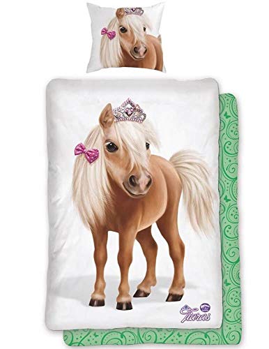 Skybrands Renforcé Bettwäsche Tiaras Animal Club Pferd 135x200cm 80x80 von SkyBrands