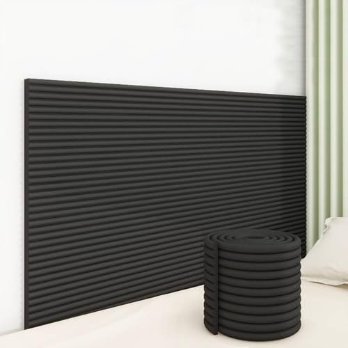 Antikollision Selbstklebend Wandkissen 1cm Dick 3D Wandpolster Selbstklebend Bett Kopfteil Wandverkleidung Bett Dekoration Isolierung for Schlafzimmer Wohnzimmer (Schwarz, 40 x 200 cm) von SkyFace