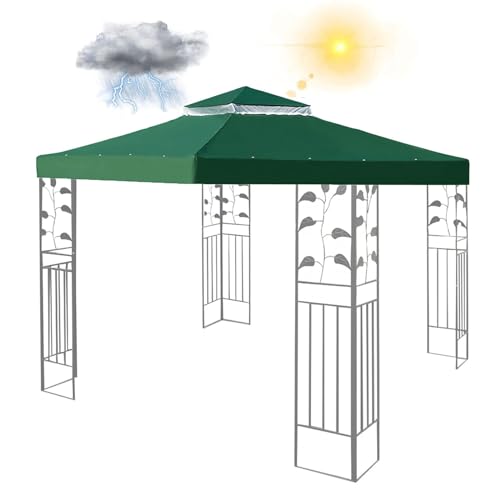 Pavillondach 3x3M Wasserdicht Stabil Winterfest Ersatzdach für Pavillon,Ersatzbezug Dachbezug für Garten Pavillon,Doppeldach Abdeckung (Nur Obere Abdeckung) (Green) von SkyFace