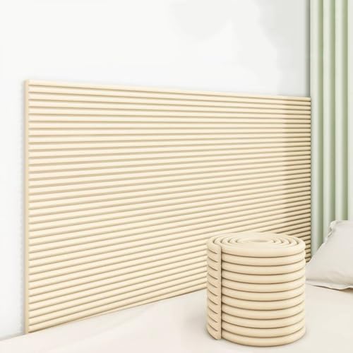 SkyFace Antikollision Selbstklebend Wandkissen 1cm Dick 3D Wandpolster Selbstklebend Bett Kopfteil Wandverkleidung Bett Dekoration Isolierung for Schlafzimmer Wohnzimmer (Cremeweiß, 60 x 200 cm) von SkyFace