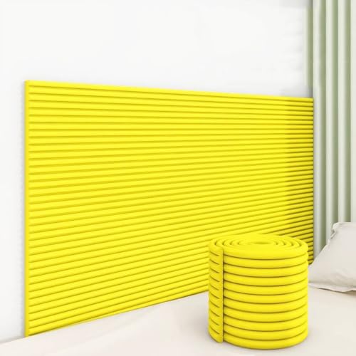 SkyFace Antikollision Selbstklebend Wandkissen 1cm Dick 3D Wandpolster Selbstklebend Bett Kopfteil Wandverkleidung Bett Dekoration Isolierung for Schlafzimmer Wohnzimmer (Gelb, 60 x 200 cm) von SkyFace
