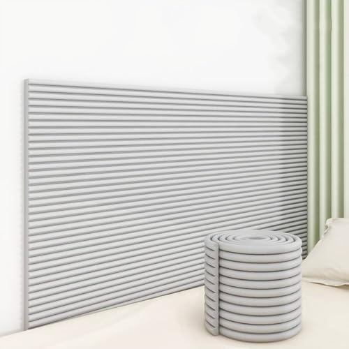 SkyFace Antikollision Selbstklebend Wandkissen 1cm Dick 3D Wandpolster Selbstklebend Bett Kopfteil Wandverkleidung Bett Dekoration Isolierung for Schlafzimmer Wohnzimmer (Hellgrau, 60 x 200 cm) von SkyFace