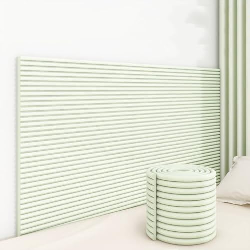 SkyFace Antikollision Selbstklebend Wandkissen 1cm Dick 3D Wandpolster Selbstklebend Bett Kopfteil Wandverkleidung Bett Dekoration Isolierung for Schlafzimmer Wohnzimmer (Hellgrün, 20 x 200 cm) von SkyFace