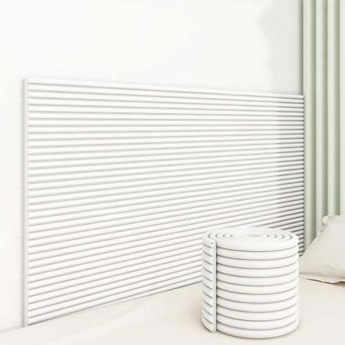 SkyFace Antikollision Selbstklebend Wandkissen 1cm Dick 3D Wandpolster Selbstklebend Bett Kopfteil Wandverkleidung Bett Dekoration Isolierung for Schlafzimmer Wohnzimmer (Weiß, 60 x 200 cm) von SkyFace