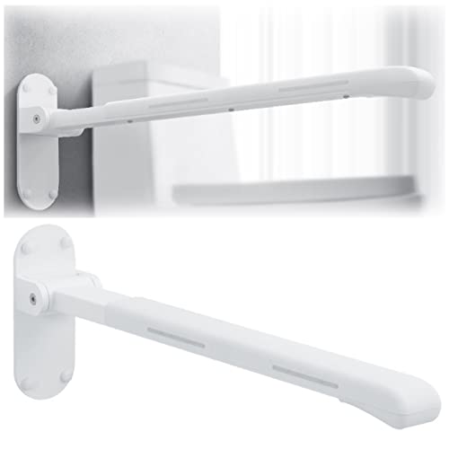 Wannengriff edelstahl, WC Haltegriff klappbar Aufstehhilfe Toilette Stütz-Haltegriff Hochklappbar Rutschfest Wandmontage Haltegriffe für Senioren Behinderte (white) von SkyFace