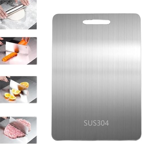 SkyJoy®schneidebrett edelstahl. 34 * 23CM Edelstahl Schneidebrett 304 Doppelseitig, BPA frei, Anti-bakteriell, langlebig, Fleisch Schneidebrett Gemüse von SkyJoy