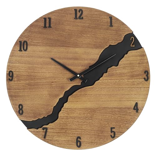 SkyNature Wanduhr Vintage, 35cm Holz Bauernhaus Dekorative Wanduhr mit Arabisch Ziffern, Leise Ohne Tickgeräusche Batteriebetrieben XXL Wanduhr, Große Wanduhr für Wohnzimmer, Küche, Schlafzimmer, Büro von SkyNature