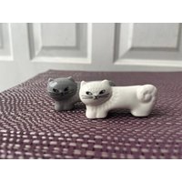 Katze Essstäbchen Ablage Besteck Ablagen, Pinsel Halter, Stift Ablage, Miniatur Tier Keramik Figur I Schreibtischdekoration Und Geschenk von SkySpirals