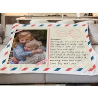 Fern Oma Brief Decke Postkarte Bild Custom Foto Sherpa Geschenk Von Enkelkindern von SkyandLunaHome