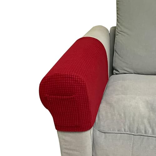 Skybook Armlehne Stuhlhussen mit 1 Tasche Stretch Sessel Couch Armlehne Bezug Anti-Rutsch Spandex Polyester Sofa Stuhl Armkappen Schonbezüge für Möbelschutz 2er Set (Weinrot) von Skybook